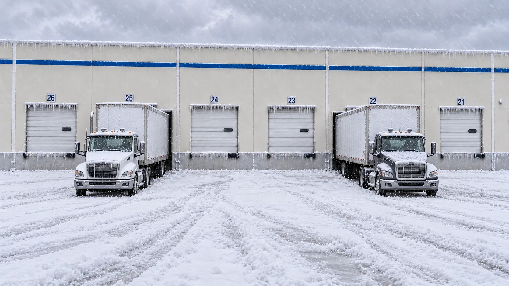 Loading docks during a DFW ice storm