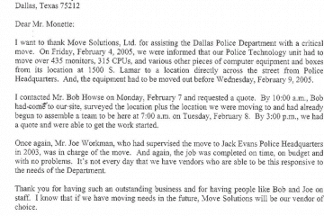 Dallas Police Letter