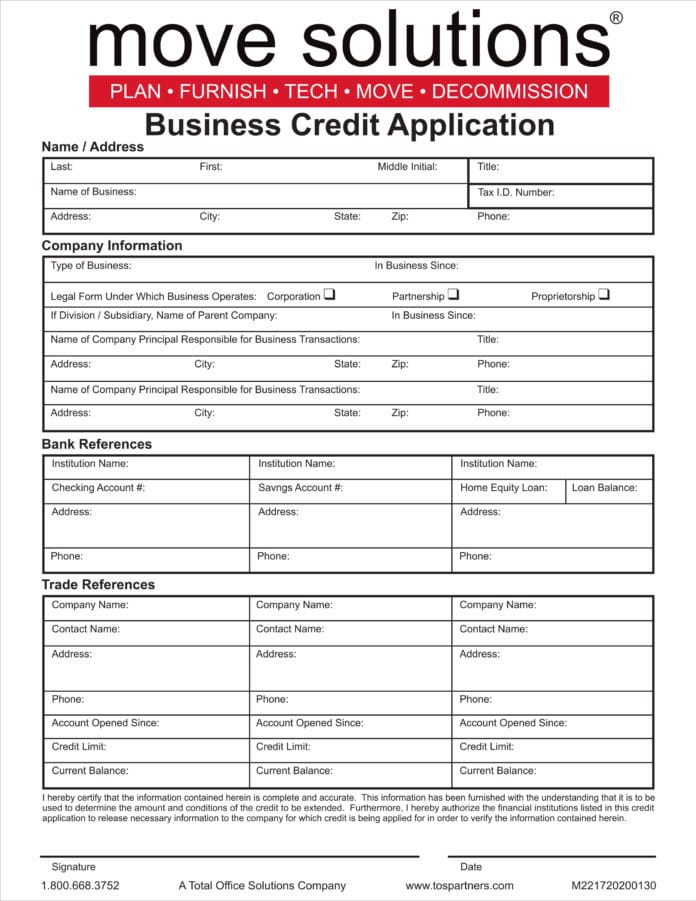 credit application form
