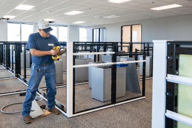 man installing office